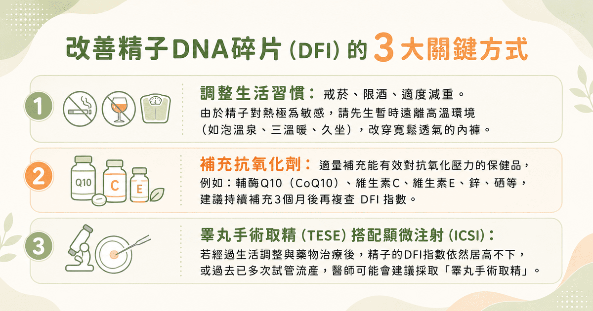 精子DNA碎片 改善及治療方式