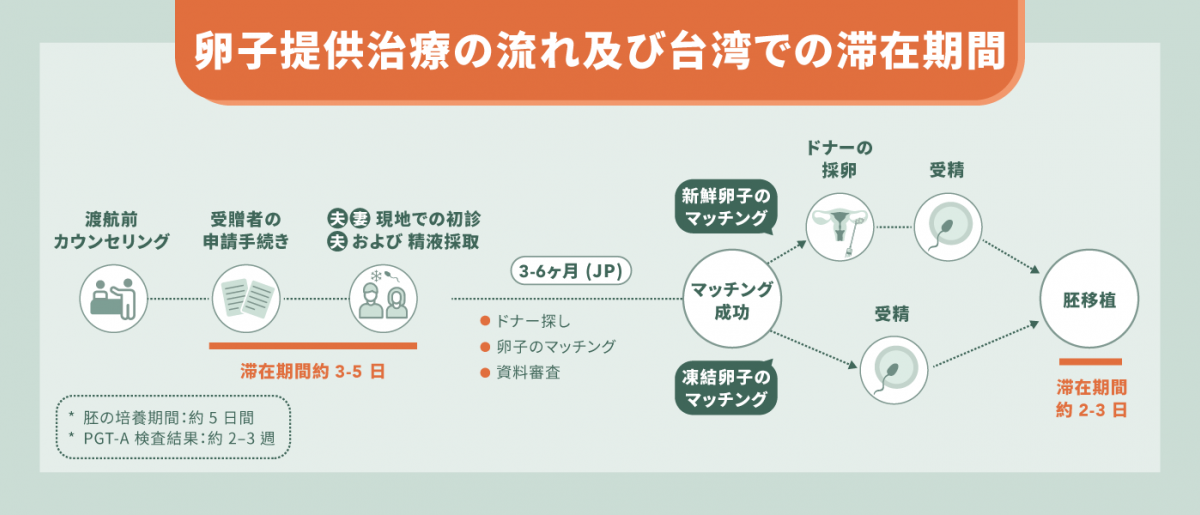合法的な卵子提供治療をうける場合｜最低2回の来台が必要
