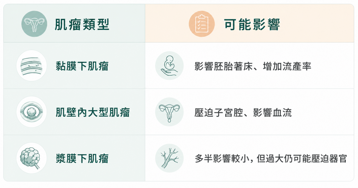 子宮肌瘤類型表